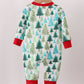 Green christmas tree print romper