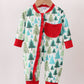 Green christmas tree print ruffle romper