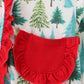 Green christmas tree print ruffle romper