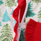 Green christmas tree print ruffle romper