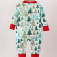 Green christmas tree print ruffle romper