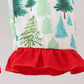 Green christmas tree print ruffle pajamas set