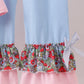 Pink christmas tree applique ruffle dress set