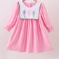 Pink nutcracker embroidery velvet dress