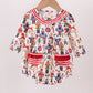 Red nutcracker print ruffle buble