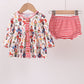 Red nutcracker print bloomer set