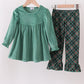 Forest velvet ruffle pants set