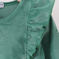 Forest velvet ruffle dress