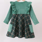Forest velvet ruffle dress