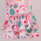 Blue christmas santa claus applique ruffle pants set