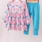 Pink christmas tree snowman dress set