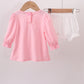 Pink bow embroidery ruffle bloomer set