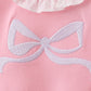 Pink bow embroidery ruffle bloomer set
