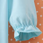 Blue christmas character embroidery ruffle pants set