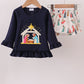 Navy nativity french knot bloomer set