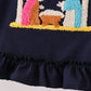 Navy nativity french knot bloomer set