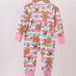 Pink christmas gingerbread bamboo pajamas zipper romper