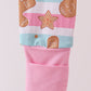 Pink christmas gingerbread bamboo pajamas zipper romper
