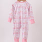 Pink train bamboo pajamas zipper romper