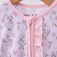 Pink floral bow duck bamboo ruffle zipper romper