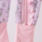 Pink floral bow duck bamboo ruffle zipper romper