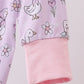 Pink floral bow duck bamboo ruffle zipper romper