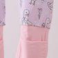 Pink floral bow duck bamboo ruffle zipper romper