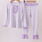 Lavender floral ruffle bamboo pajams pants set