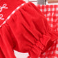 Red bow embroidery velvet bloomer set