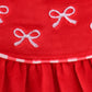 Red bow embroidery velvet bloomer set