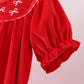 Red bow embroidery velvet ruffle pants set
