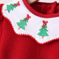 Red christmas tree embroidery fleece bloomer set