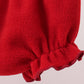 Red christmas tree embroidery fleece bloomer set