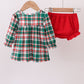 Green plaid ruffle bloomer set