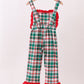 Green plaid ruffle jumpsuit