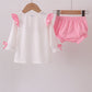 Pink santa claus embroidery ruffle bloomer set