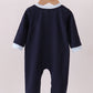 Navy santa claus embroidery romper