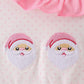Pink santa claus embroidery ruffle dress