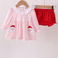 Pink santa claus applique ruffle bloomer set