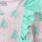 Pink christmas tree ruffle pants set
