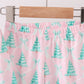 Pink christmas tree ruffle pajama set
