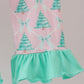 Pink christmas tree ruffle pajama set