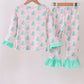 Pink christmas tree ruffle pajama set