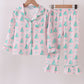 Pink christmas tree ruffle pajama set