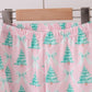 Pink christmas tree ruffle pajama set