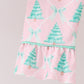 Pink christmas tree ruffle pajama set