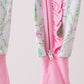 Green christmas tree bamboo zipper ruffle romper