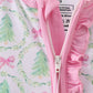 Green christmas tree bamboo zipper ruffle romper