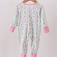Green christmas tree bamboo zipper ruffle romper
