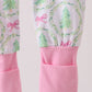 Green christmas tree bamboo zipper ruffle romper